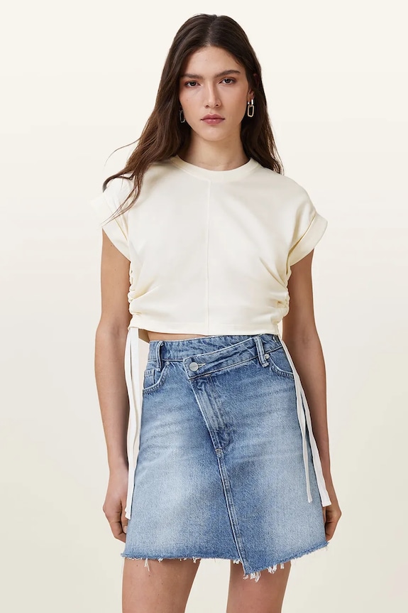 AllSaints blúz női MIRA SATIN rövid fehér W054JC