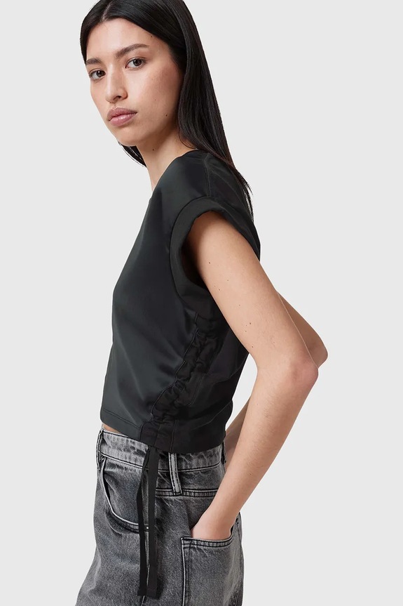 Μπλουζάκι AllSaints MIRA SATIN W054JC μαύρο