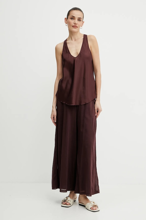 Μεταξωτή μπλούζα Forte Forte 9929.my.top μπορντό SS25