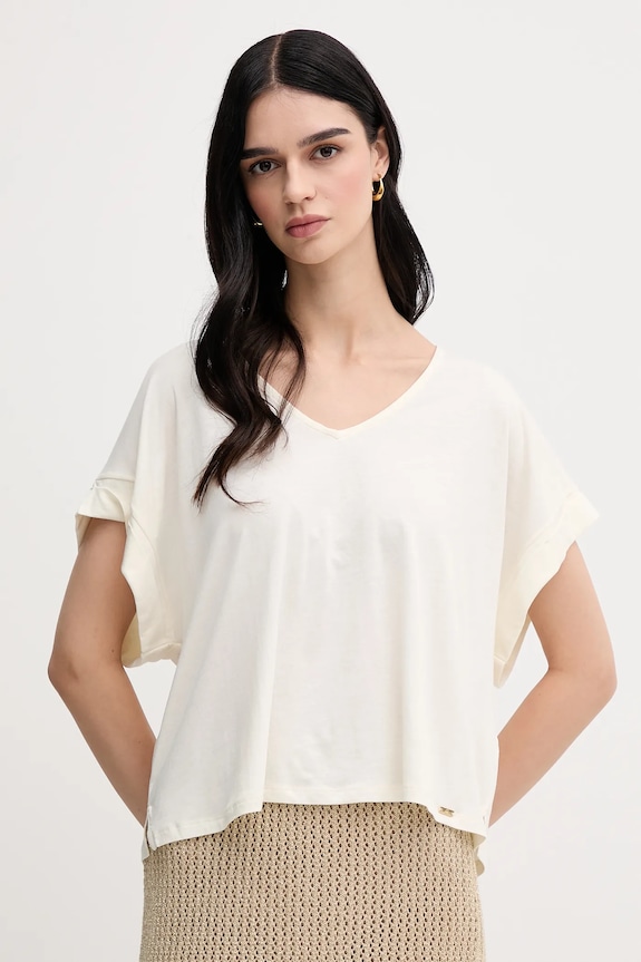 United Colors of Benetton t-shirt sima bézs 3Q225M005