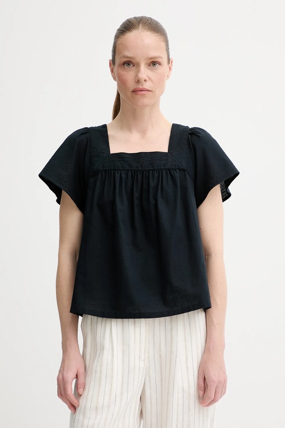 Halenka se lněnou směsí Levi's AMBRE BABYDOLL TANK hladký černá 001SB