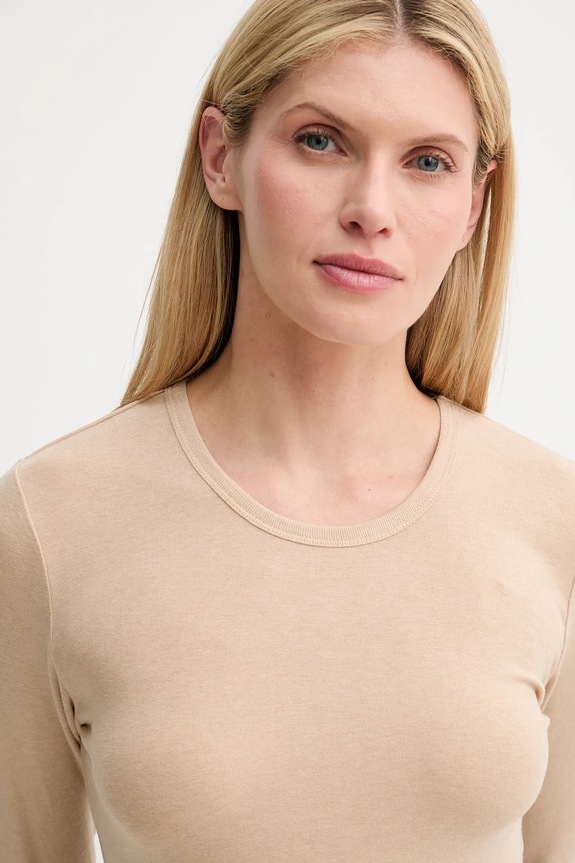 Tričko s dlouhým rukávem s příměsí vlny MUNTHE LUTEST béžová 247112724767