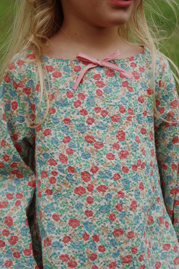 Konges Sløjd bluzka dziecięca ELIN BOW BLOUSE GOTS turkusowy KS102432