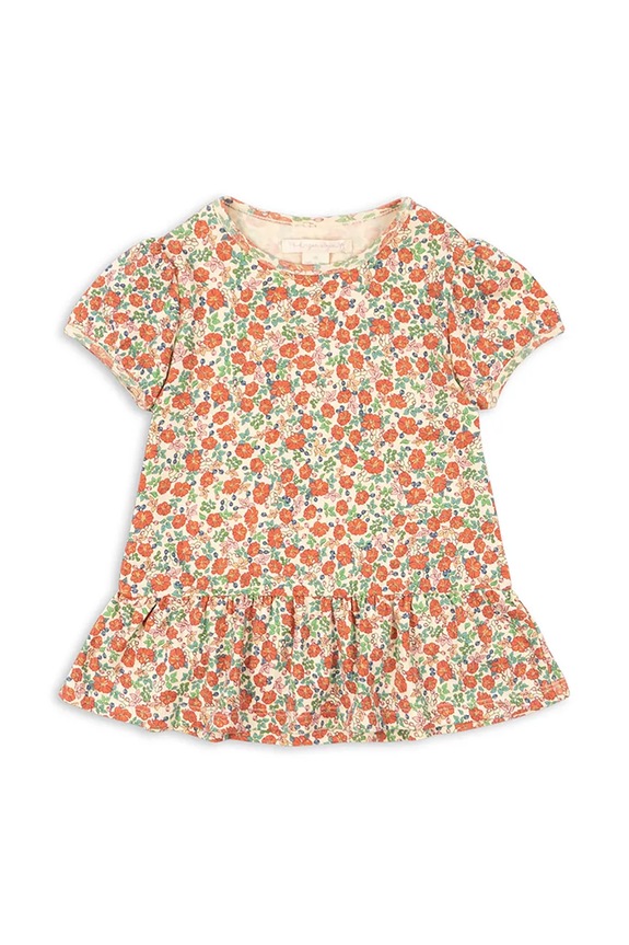 Detská bavlnená blúzka Konges Sløjd CLASSIC TEE GOTS kvetinový oranžová KS102548