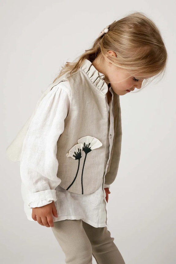 Donsje camicetta in lino per neonati Anoeche Linen Blouse bianco 4094600.68.92