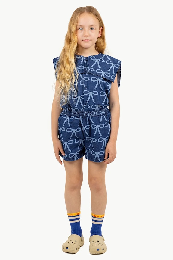 Detská džínsová blúzka Tinycottons BOWS BLOUSE modrá SS25.233