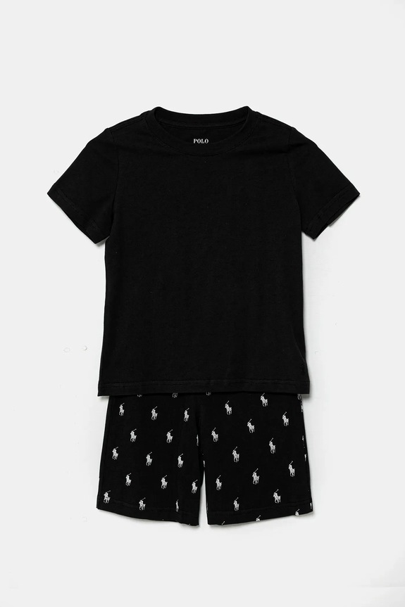 Dětské bavlněné pyžamo Polo Ralph Lauren hladký černá 9P0250