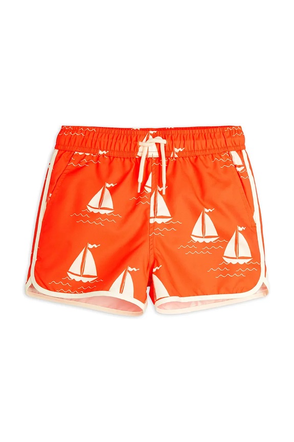 Detské plavkové šortky Mini Rodini Sailing boats Planet friendly oranžová 2528011342