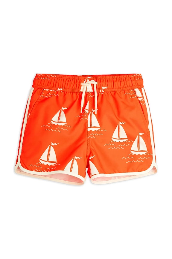 Detské plavkové šortky Mini Rodini Sailing boats Planet friendly oranžová 2528011342