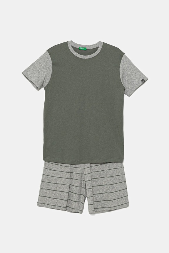 United Colors of Benetton gyerek pamut pizsama 2 db mintás zöld 30960P08R.G.Seasonal
