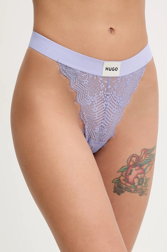 Στρινγκ HUGO STRING RL LACE απλικέ μωβ 50535036