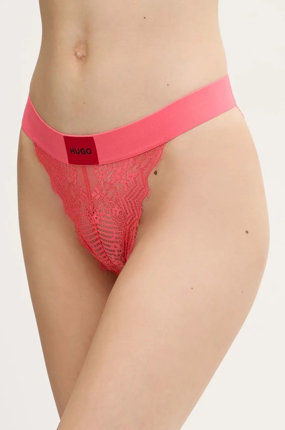 Brazílske nohavičky HUGO BRIEF RL LACE tangá ružová 50535071