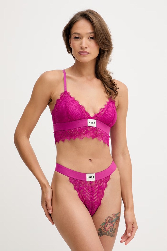 HUGO figi damskie koronkowe BRIEF RL LACE 50535071 fioletowy SS26