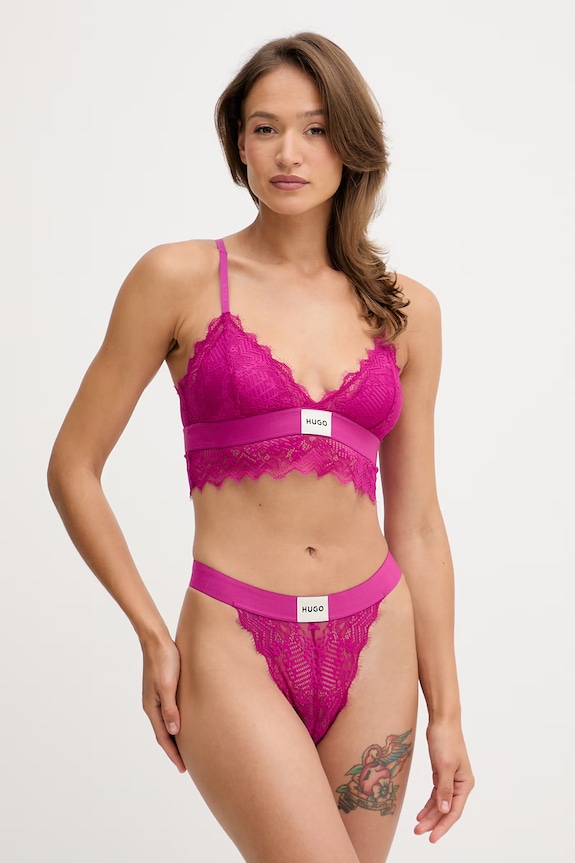 HUGO figi damskie koronkowe BRIEF RL LACE 50535071 fioletowy SS26