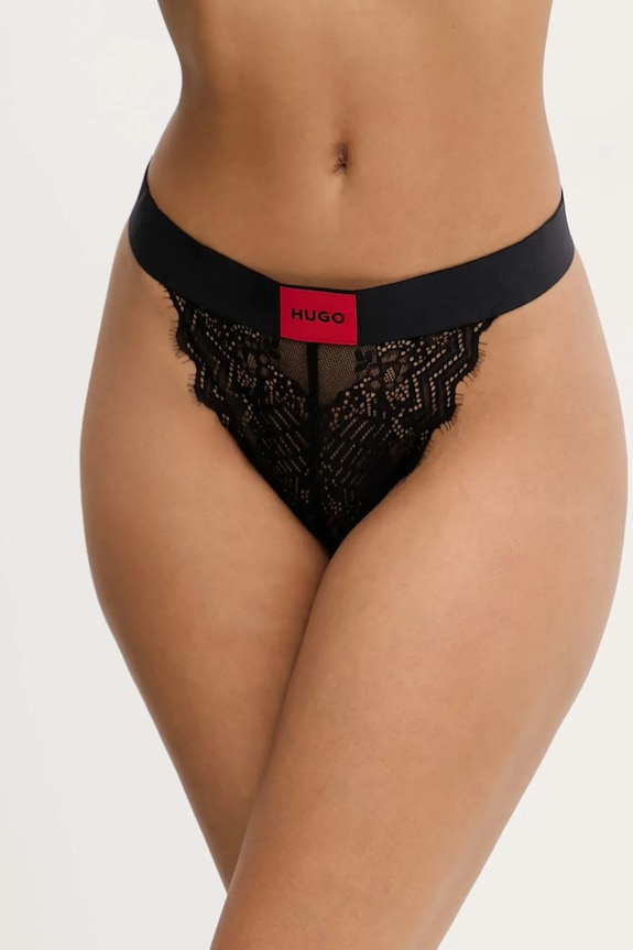 Brazílske nohavičky HUGO BRIEF RL LACE tangá čierna 50535071