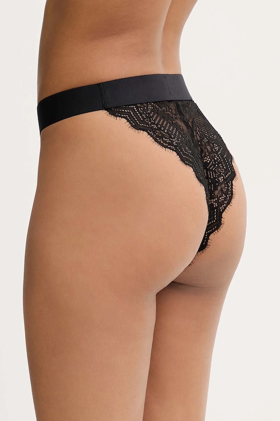 Brazílske nohavičky HUGO BRIEF RL LACE 50535071 čierna SS26