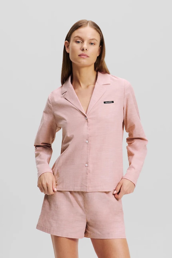 Βαμβακερές πιτζάμες Karl Lagerfeld βαμβάκι ροζ A1W45004