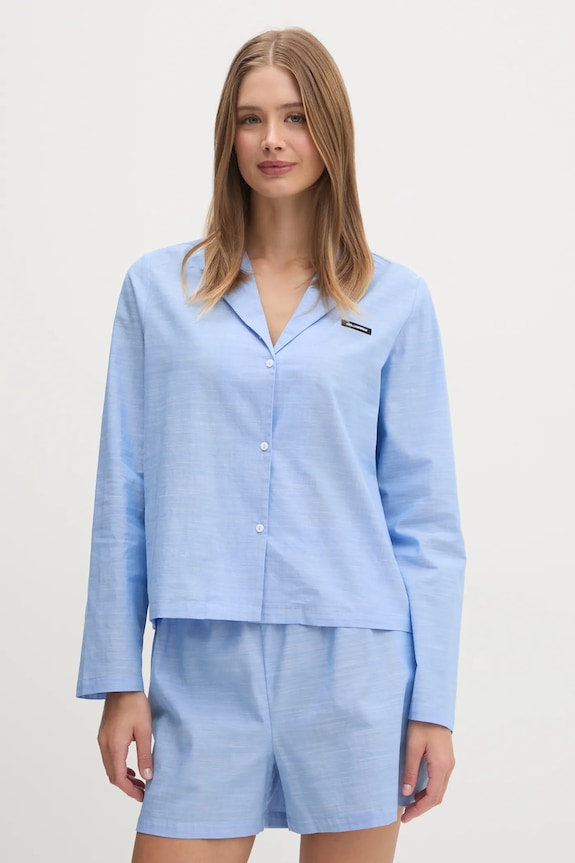 Bavlnené pyžamo Karl Lagerfeld A1W45004 modrá SS25