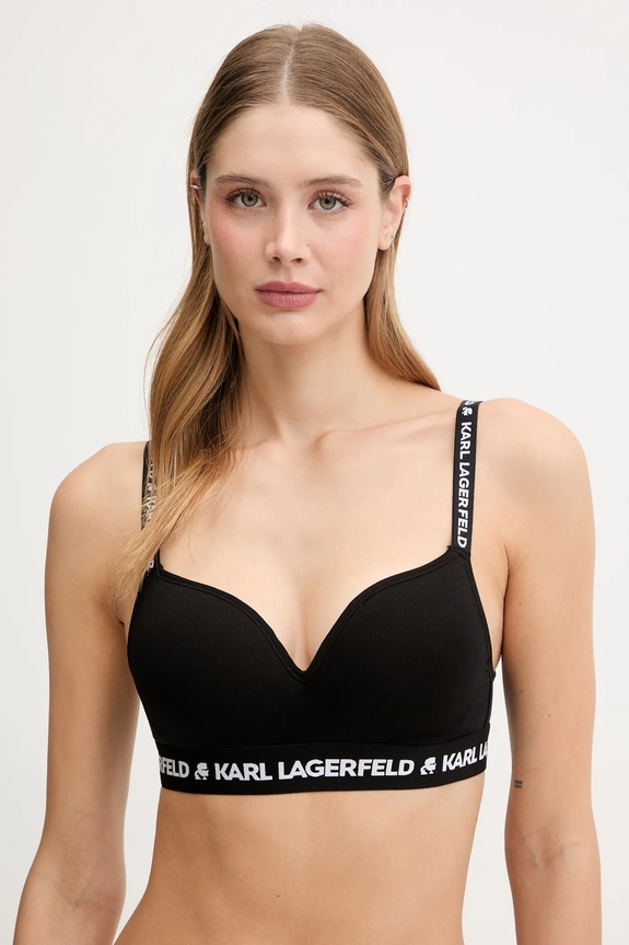 Podprsenka Karl Lagerfeld LOGO PADDED bez kostíc čierna A1W47012