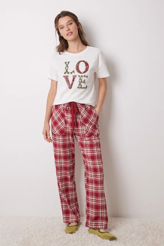 Pyžamové kalhoty women'secret MIX AND MATCH LOVE ACTUALLY 3708469 červená SS25