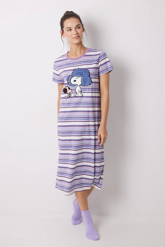 Одежда Хлопковая ночная рубашка women'secret SNOOPY 4448054 фиолетовой