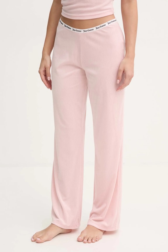 Pyžamové kalhoty Juicy Couture VICKY RIB FLARE PANT spodní růžová JCLAS125504