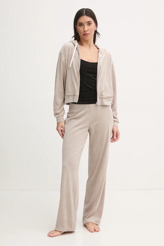 Juicy Couture pizsama nadrág VICKY RIB FLARE PANT JCLAS125504 bézs SS25