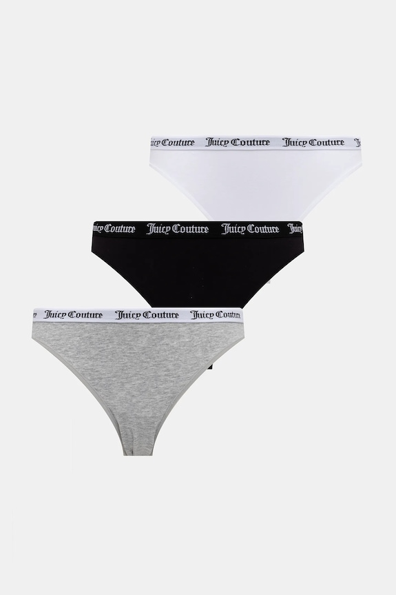 Gaćice Juicy Couture DIDDY BRIEF 3PK 3-pack pletivo siva JCLBR224572