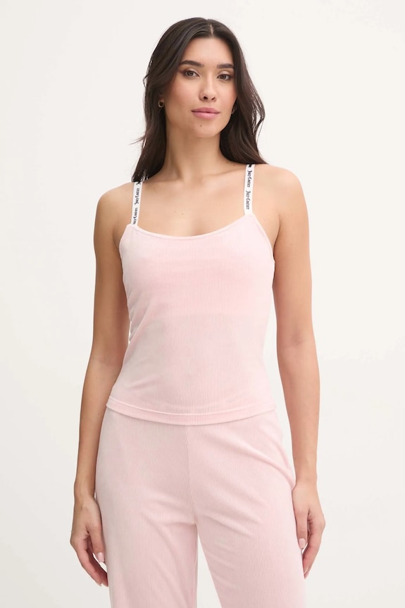 Juicy Couture top piżamowy ELINA RIB VELOUR TOP różowy JCLCT125501