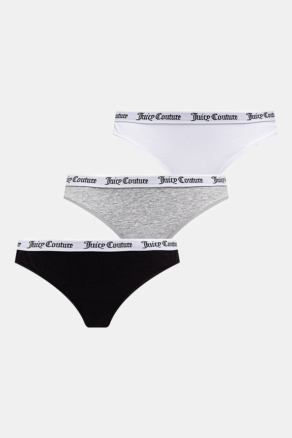 Juicy Couture stringi DANA THONG 3PK 3-pack dzianina szary JCLTH224571