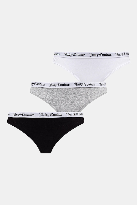 Juicy Couture stringi DANA THONG 3PK 3-pack dzianina szary JCLTH224571