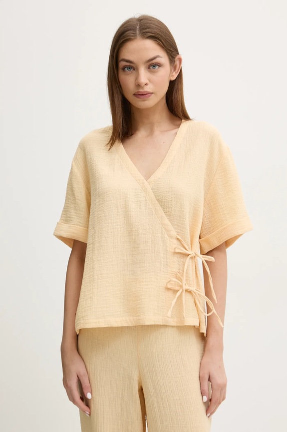 Chantelle t-shirt piżamowy bawełniany tkanina beżowy C18OJ5