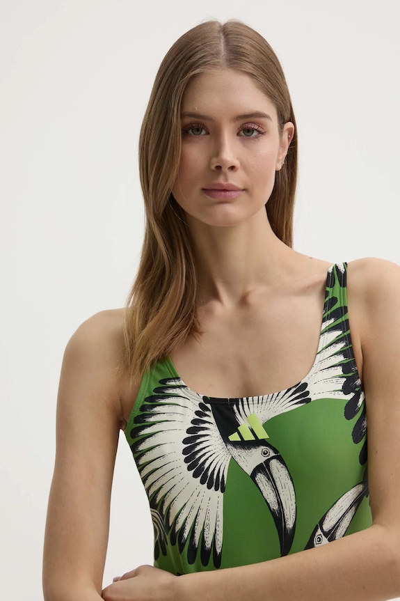 adidas Performance costum de baie dintr-o bucată x Farm Rio verde JF6034