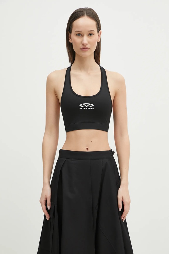 VETEMENTS biustonosz sportowy Oval Logo miękka czarny WA66TO210B