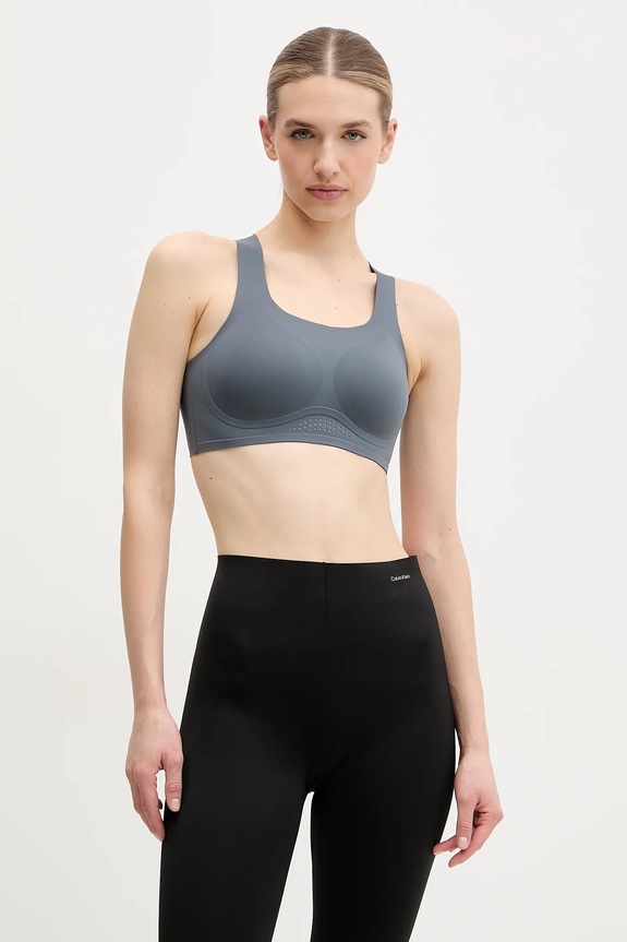 Športová podprsenka Calvin Klein Performance bez kostíc sivá LVGWS5K123