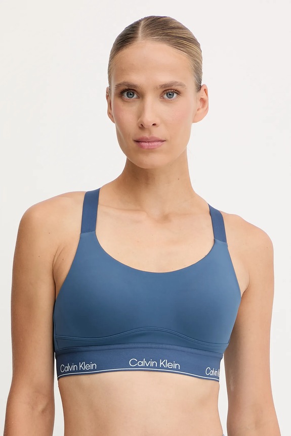 Športová podprsenka Calvin Klein Performance bez kostíc tmavomodrá LVGWS5K137