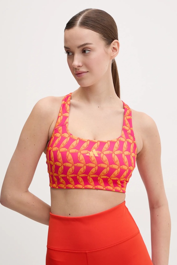 adidas Performance biustonosz sportowy x Farm Rio bez fiszbinów pomarańczowy JD6309