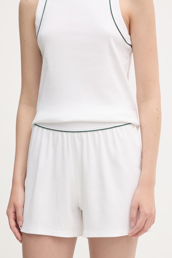Lacoste piżama dwuczęściowa damska bawełniana z elastanem biały 4F8400