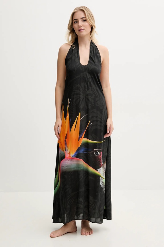 Ρούχα Φόρεμα παραλίας Desigual COLIBRÍ DRESS 25SWMW11 μαύρο