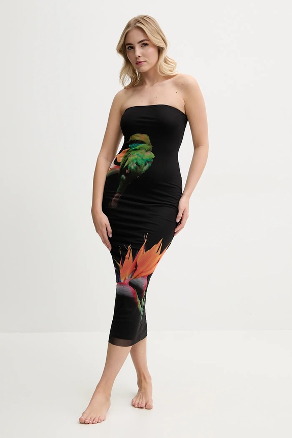 Ρούχα Φόρεμα παραλίας Desigual COLIBRÍ STRAPLESS 25SWMK16 μαύρο