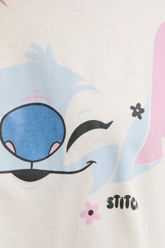 Pyžamové tričko s dlouhým rukávem United Colors of Benetton LILO&STITCH 3Y5E3M07D béžová