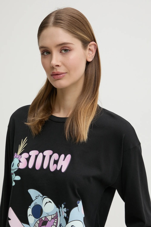 United Colors of Benetton longsleeve piżamowy LILO&STITCH czarny 3Y5E3M07D