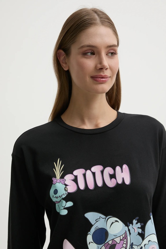 United Colors of Benetton longsleeve piżamowy LILO&STITCH 3Y5E3M07D czarny