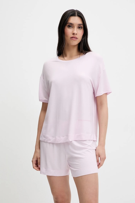 United Colors of Benetton pizsama póló sima rózsaszín 36MX3M07A