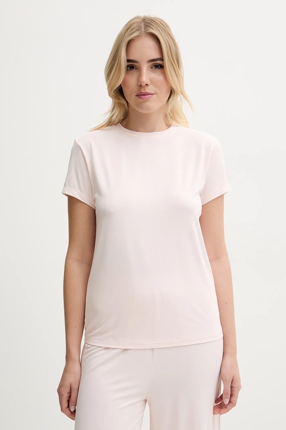 Μπλουζάκι lounge BOSS με ελαστάν ροζ 50543334
