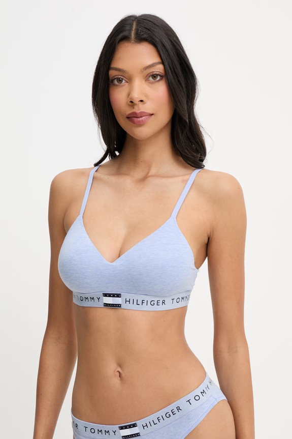 Tommy Hilfiger biustonosz sportowy bawełniany z elastanem niebieski UW0UW05715