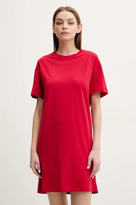 Βαμβακερό νυχτικό Tommy Hilfiger κόκκινο UW0UW05767