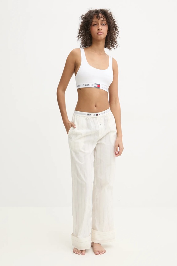 Tommy Hilfiger spodnie piżamowe bawełniane UW0UW05766 beżowy SS25