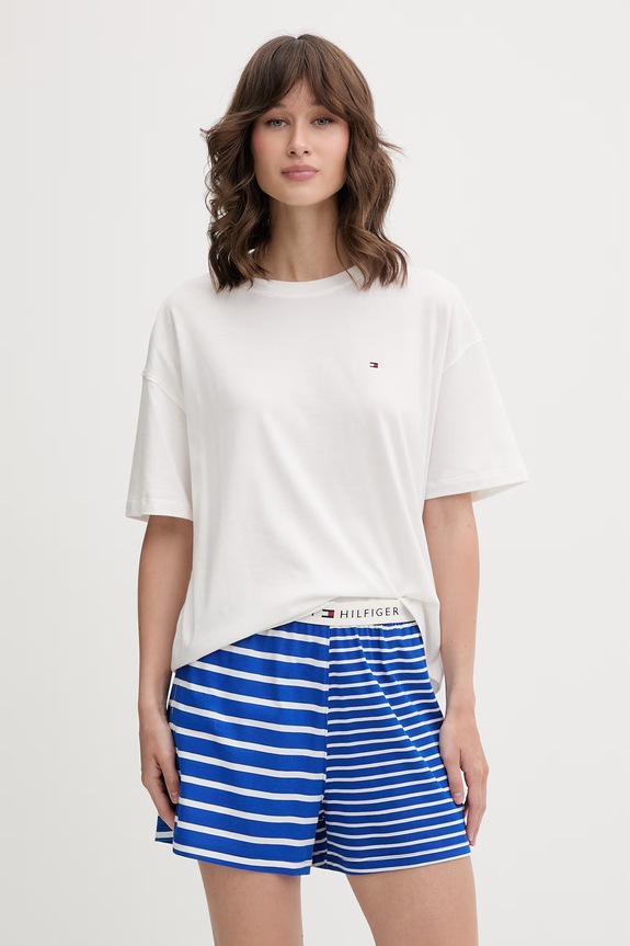 Tommy Hilfiger dvoudílné pyžamo dámské bavlněné bílá UW0UW05760