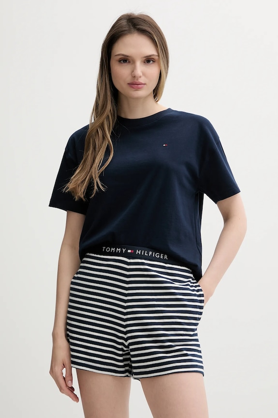 Tommy Hilfiger piżama dwuczęściowa damska bawełniana wzorzyste granatowy UW0UW05760